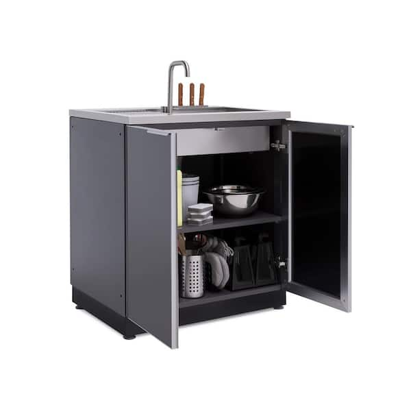 NewAge Products Slate Gray Sink 32 in. W x 36.5 in. H x 24 in. D Outdoor Kitchen Cabinet 70202 The Home Depot