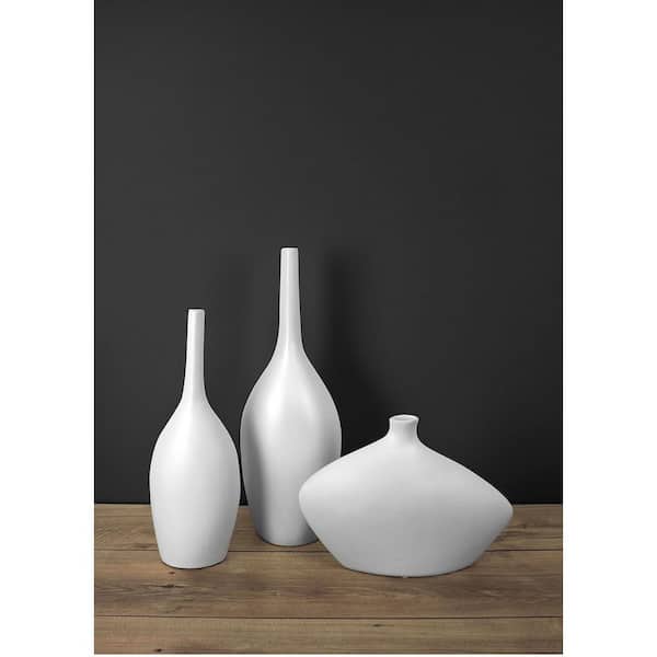 Unbranded 20 in. Height White Matte Bottle Tall Ceramic Vase