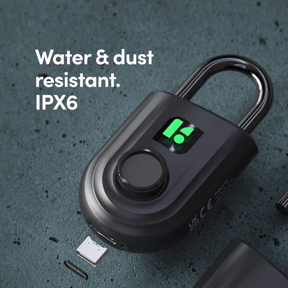 Black Smart Fingerprint Padlock with Mobile App