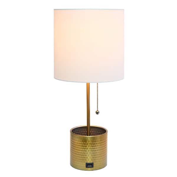 Simple Designs 18 5 In Gold Hammered, Hammered Gold Table Lamp