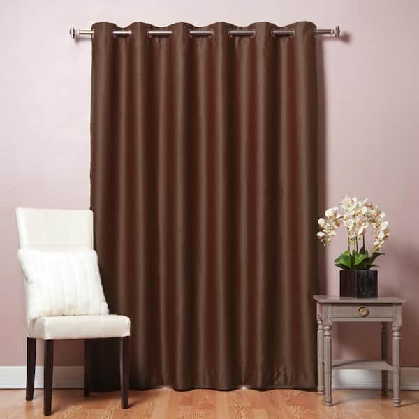 Best Home Fashion 100 in. W x 84 in. L Chocolate Wide Flame Retardant Blackout Curtain Panel
