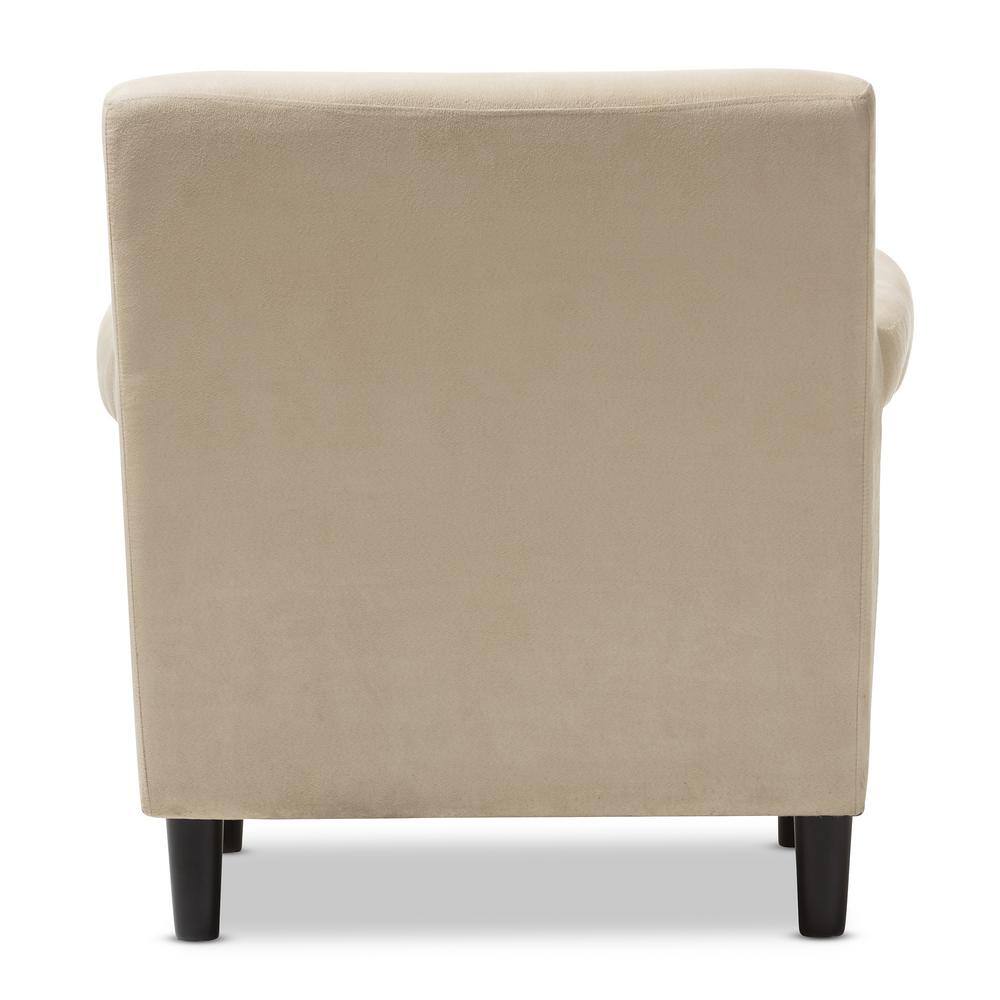 Modern Elegance Black Wood Frame Club Chair with Sandy Tan Microfiber