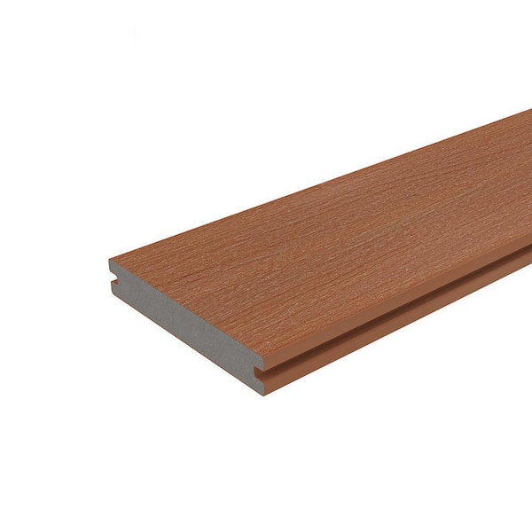 NewTechWood 1 in. x 6 in. x 8 ft. Honduran Mahogany Solid with Groove Composite Decking Board, UltraShield Natural Magellan