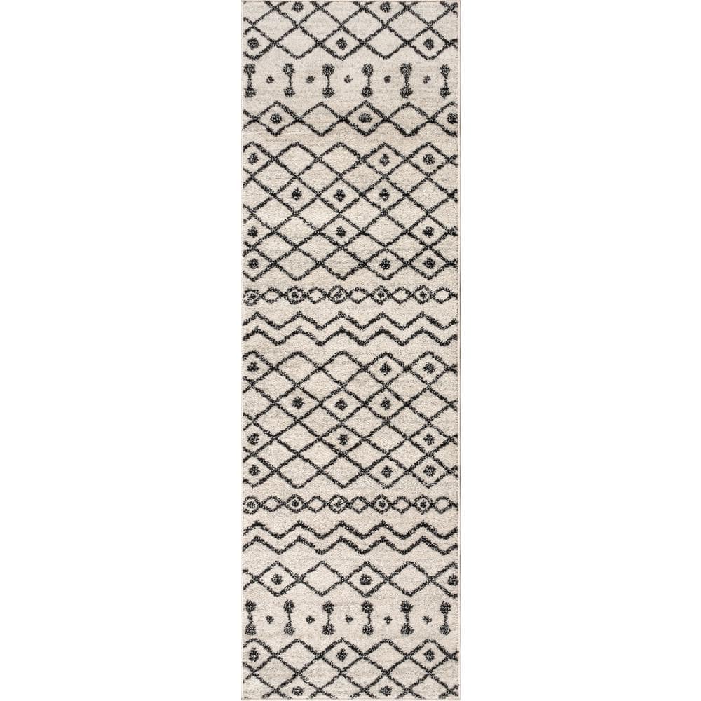 Aksil Handmade Moroccan Beni Souk 2'x8' Rug in Black/Cream