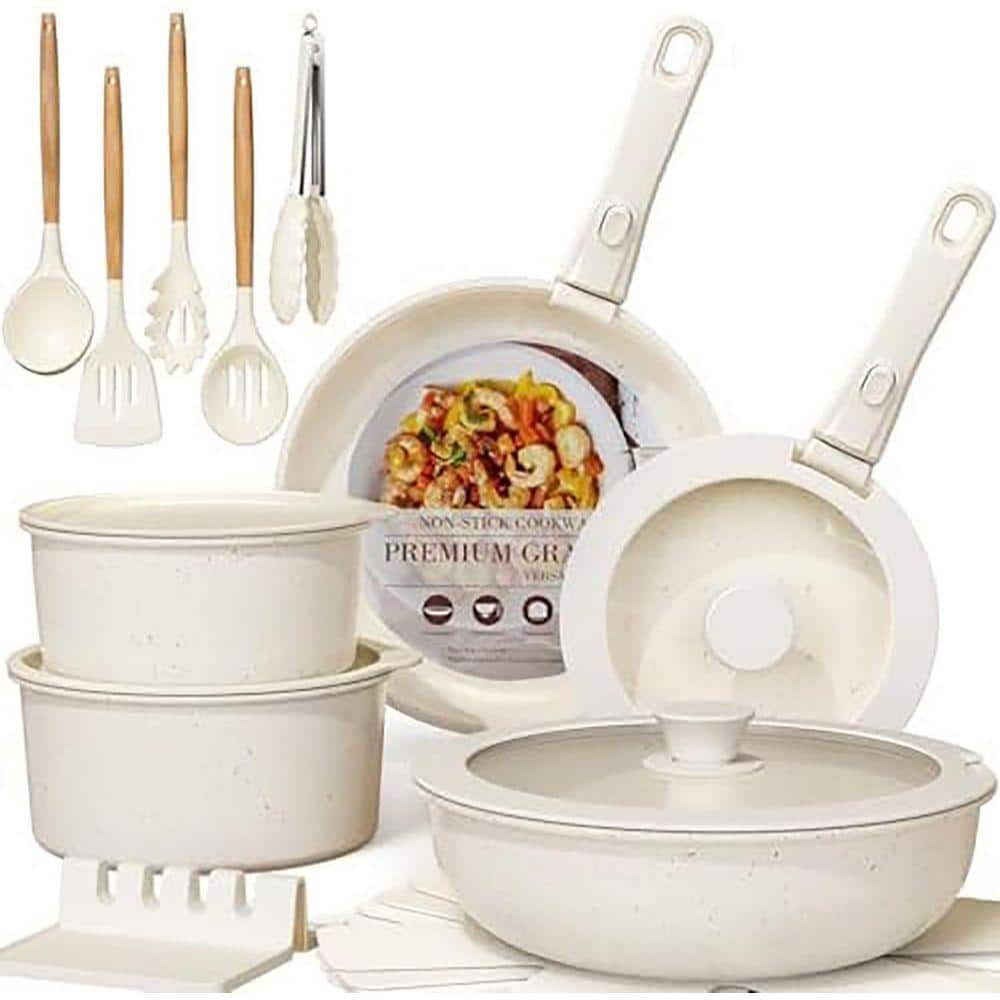 21-Piece Nonstick Cookware Set with Removable Handles, 5-Qt Stock