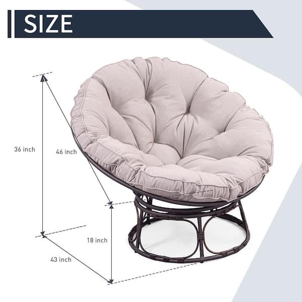 Brown Wicker Outdoor Papasan Chair with Pearl Grey Cushion JS-OPC-M05A - The Depot