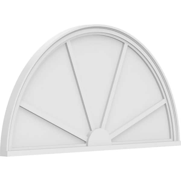 Ekena Millwork 50 in. W x 25 in. H x 2 in. P Half Round 4 Spoke Signature Urethane Pediment, Primed Tan