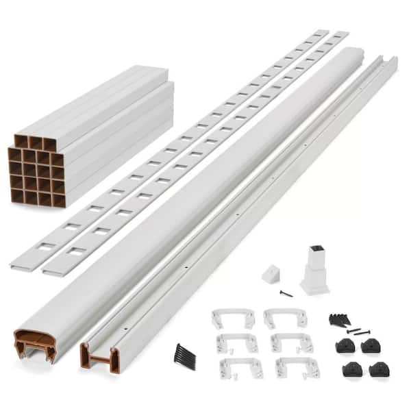 Transcend 8' x 36" Classic White Composite Horizontal Deck Rail Kit with Matching square composite balusters