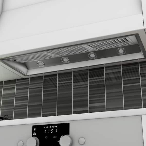 46 in. 700 CFM Ducted Range Hood Insert with Remote Blower in Stainless Steel