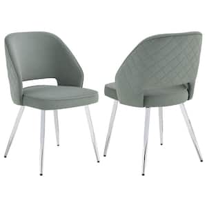 Heather Grey and Chrome Upholstered Side Chairs with Open Back (Set of 2)