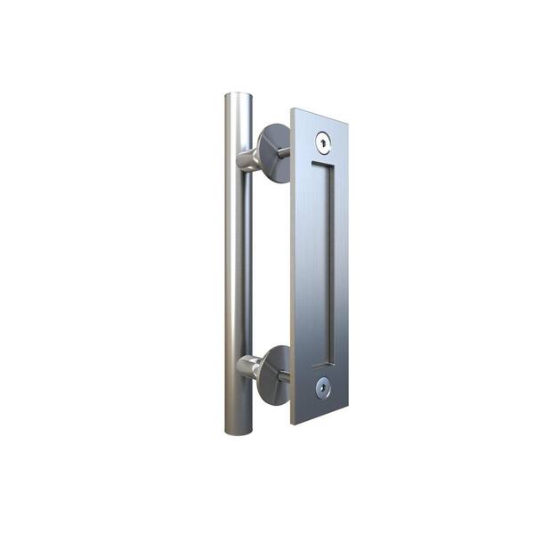 CALHOME 12 in. Stainlees Steel Ladder Pull and Recessed Flush Pull Sliding Barn Door Handle Set