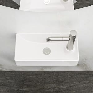 3.88 in. Ceramic Wall-Mounted Rectangular Bathroom Sink in White