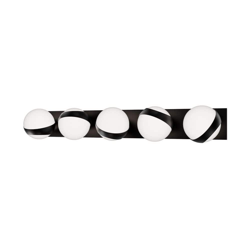 Tripoli 33 in. 5-Light Black Integrated LED Vanity Light/ Wall Sconce Selectable 4CCT 2700K-3000K-3500K-4000K price history on PriceWatchPro