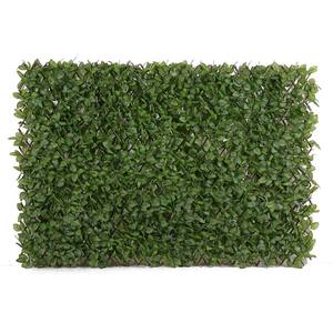 Expandable 1 in Artificial Ivy Hedge Panel Green Outdoor Privacy Fence Screen Decorative Leaf Plant Single Sided