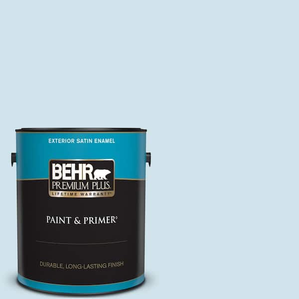 BEHR PREMIUM PLUS 1 gal. #550A-1 Sea Sprite Satin Enamel Exterior Paint & Primer