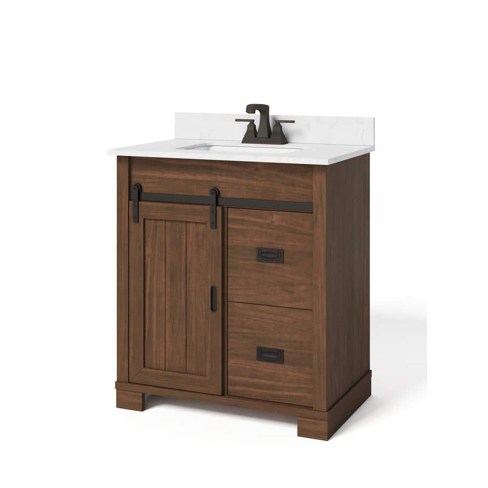 Have A Question About Glacier Bay Brindley In W X In D Barn Door Bath Vanity In Dark