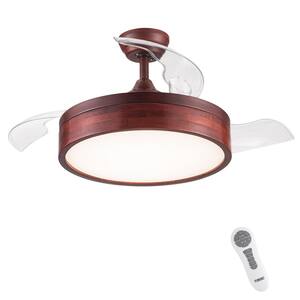 42 in. Indoor Red Retractable Blades Ceiling Fan with Integrated Light Kit and Remote Control