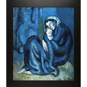 Mother and child by Pablo Picasso New Age Wood Framed People Oil Painting Art Print 24.75 in. x 28.75 in.