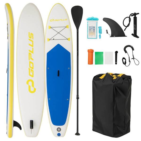 thumbnail interactive-video image 1 of GYMAX 6FT Stand Up Paddle Board - Lightweight Surfboard With Removable Fins & Safety Leash 1 of 14