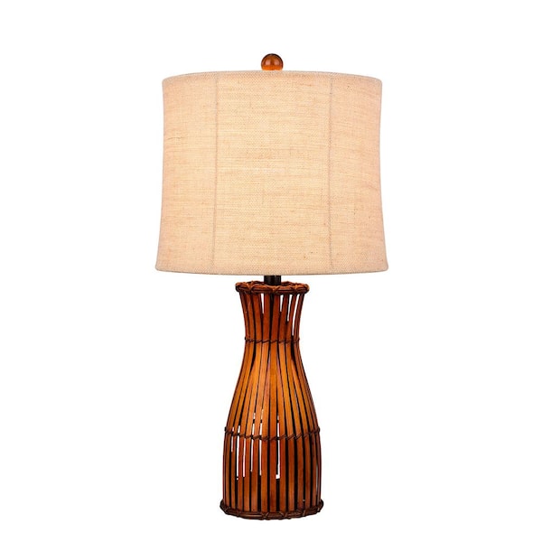 Fangio Lighting 26 in. Brown Bamboo Table Lamp