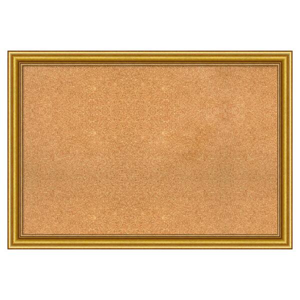 Amanti Art Townhouse Gold Wood Framed Natural Corkboard 40 in. x 28 in. Bulletin Board Memo Board