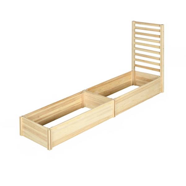 Oyezvary 90.50 in. Brown Wood Rectangular Outdoor Raised Beds with Trellis and Two Compartments for Vegetables, Flowers & Herbs