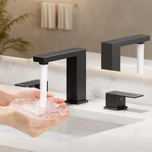 8 in. Widespread 3-Holes 2-Handle Bathroom Vessel Sink Faucet in Matte Black