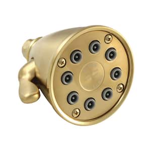Victorian 1-Spray Patterns 3.63 in. Adjustable Jet Spray Wall Mount Fixed Shower Head in Brushed Brass