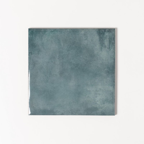 Zafiro CRUZ BAY STUDIO Safi 6 in. x 6 in. Blue Gloss Glazed Ceramic Wall