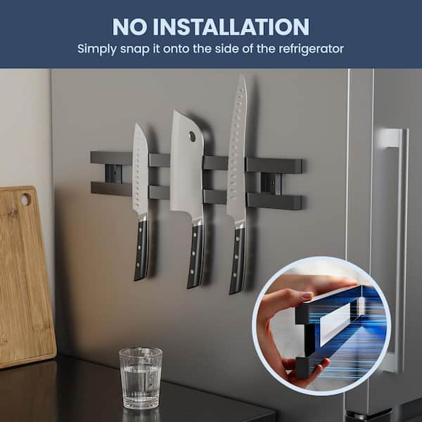 1 Piece 16.5 in. Stainless Steel Magnetic Knife Holder Strip for Fridge Mount Knife Storage with Dual Magnet