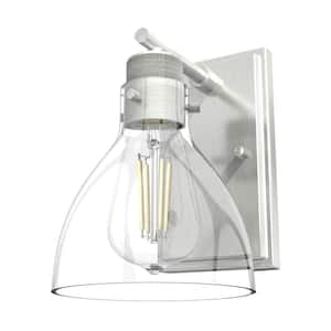 Van Nuys 1 Light Brushed Nickel Wall Sconce with Clear Glass Shade Bathroom Light