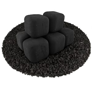Ceramic Fire Squares in Black 5 in. Other Fire Pit and Fireplace Outdoor Heating Accessory (8-Pack)