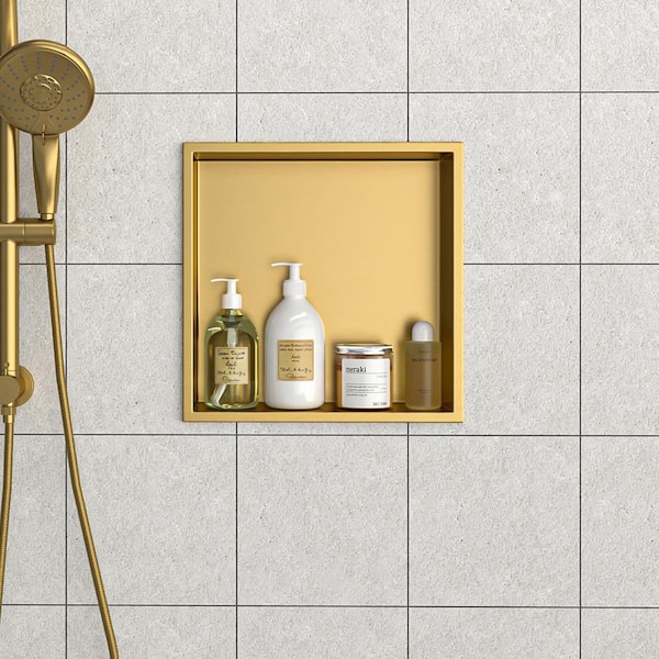 12 in. W x 12 in. H x 4 in. D Shower Niche Set of 1-Pieces in Gold