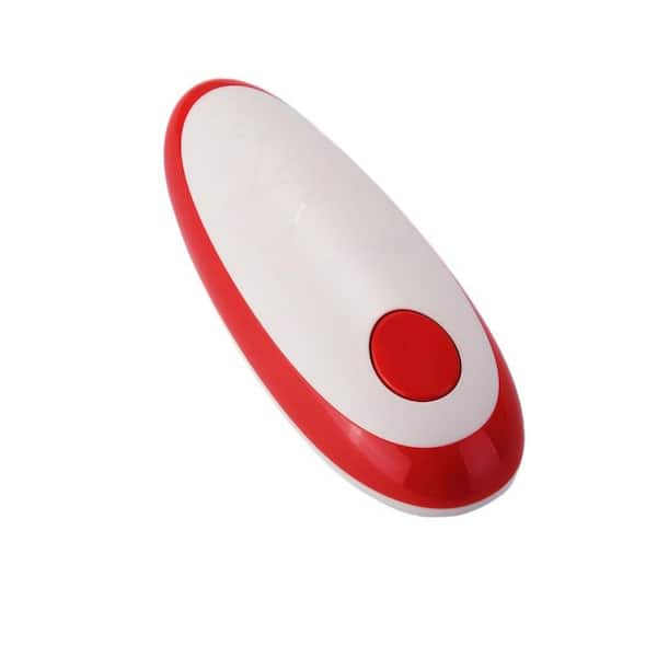 Electric Can - Handheld Opener, One-Touch Automatic Can Opening with Smooth Edges, Food Safety Handheld Battery, Red