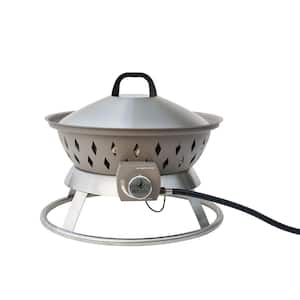 Portable 20 in. x 15.75 in. Round Steel Propane Gas Fire Pit with Twist-Lock and Carry Lid in Yosemite Brown