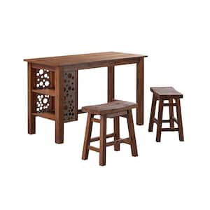 Brittany 3pc Rectangular Dining Table Set - Chestnut Wire-Brush