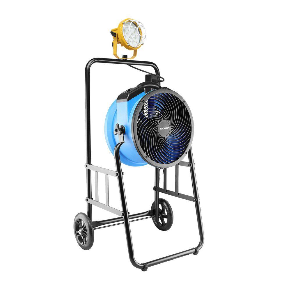 Warehouse, Dock, Trailer 14 in. 4-Speed Floor Fan in Blue w/Timer, Trolley and LED Spotlight price history on PriceWatchPro