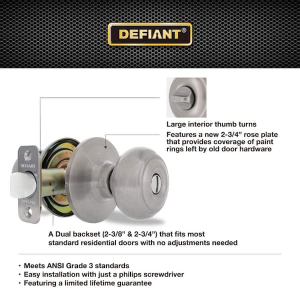 Defiant Hartford Satin Nickel Bed/Bath Door Knob (12-Pack