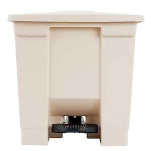 8 Gal. Beige Rectangular Touchless Medical/Step-On Plastic Trash Can for Indoor/Outdoor Fully Assembled