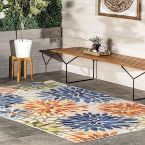 Rosana Floral Machine Washable Multi 4 ft. x 6 ft. Indoor/Outdoor Area Rug