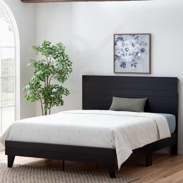 Brookside Sophia Black Queen Shiplap Laminate Wood Panel Platform Bed Frame Bs0001lbdqqbk The Home Depot