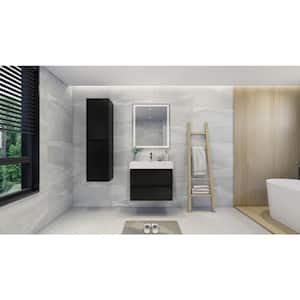 Fortune 30 in. W Bath Vanity in Rich Black with Reinforced Acrylic Vanity Top in White with White Basin