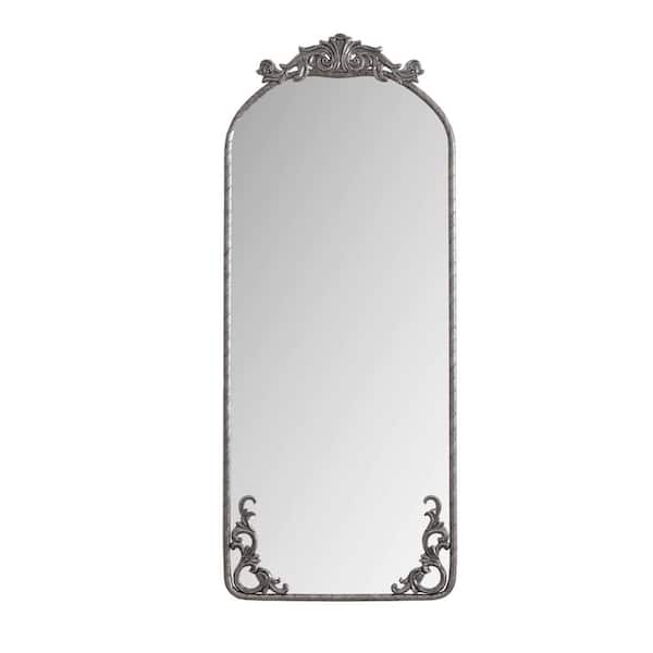 Silver 24 in. W x 58 in. H Arch Iron Framed Mirror