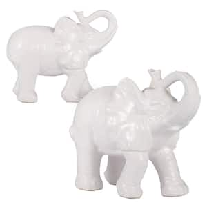 Trumpeting Elephant Accents - Set of 2 - White