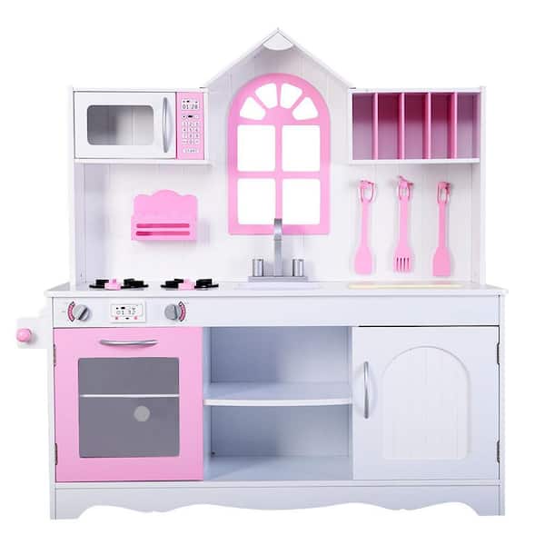 Costway TY322434 Kids Wood Kitchen Toy Cooking Pretend Play Set Toddler Wooden Playset - 2