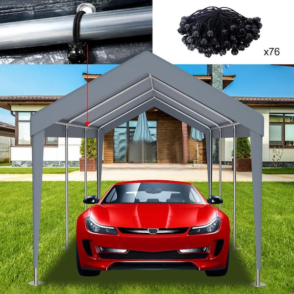 12 ft. x 20 ft. Gray Carport Replacement Canopy Cover Waterproof