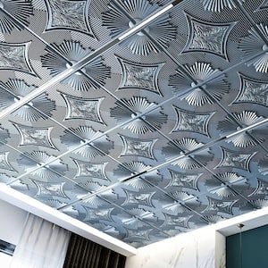 Gray 2 ft. x 2 ft. Decorative Drop Ceiling Tiles Glue Up 3D Wainscoting Panels (48 sq. ft./box)