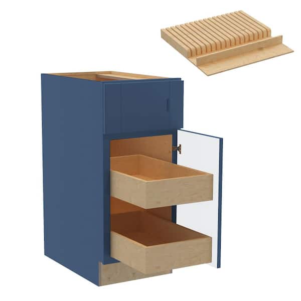 Home Decorators Collection Washington Vessel Blue Plywood Shaker Assembled Base Kitchen Cabinet Rt 2ROT KB15 in. W 24 in. D 34.5 in. H
