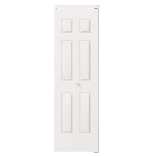 28 in. x 80 in. 6-Panel, White Textured, Hollow Core, MDF Composite Bi-Fold Door with Lock and Hardware Set