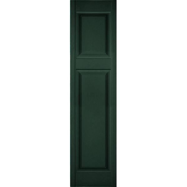 Ekena Millwork 12 in. x 35 in. Lifetime Vinyl Custom Offset Raised Panel Shutters Pair Midnight Green